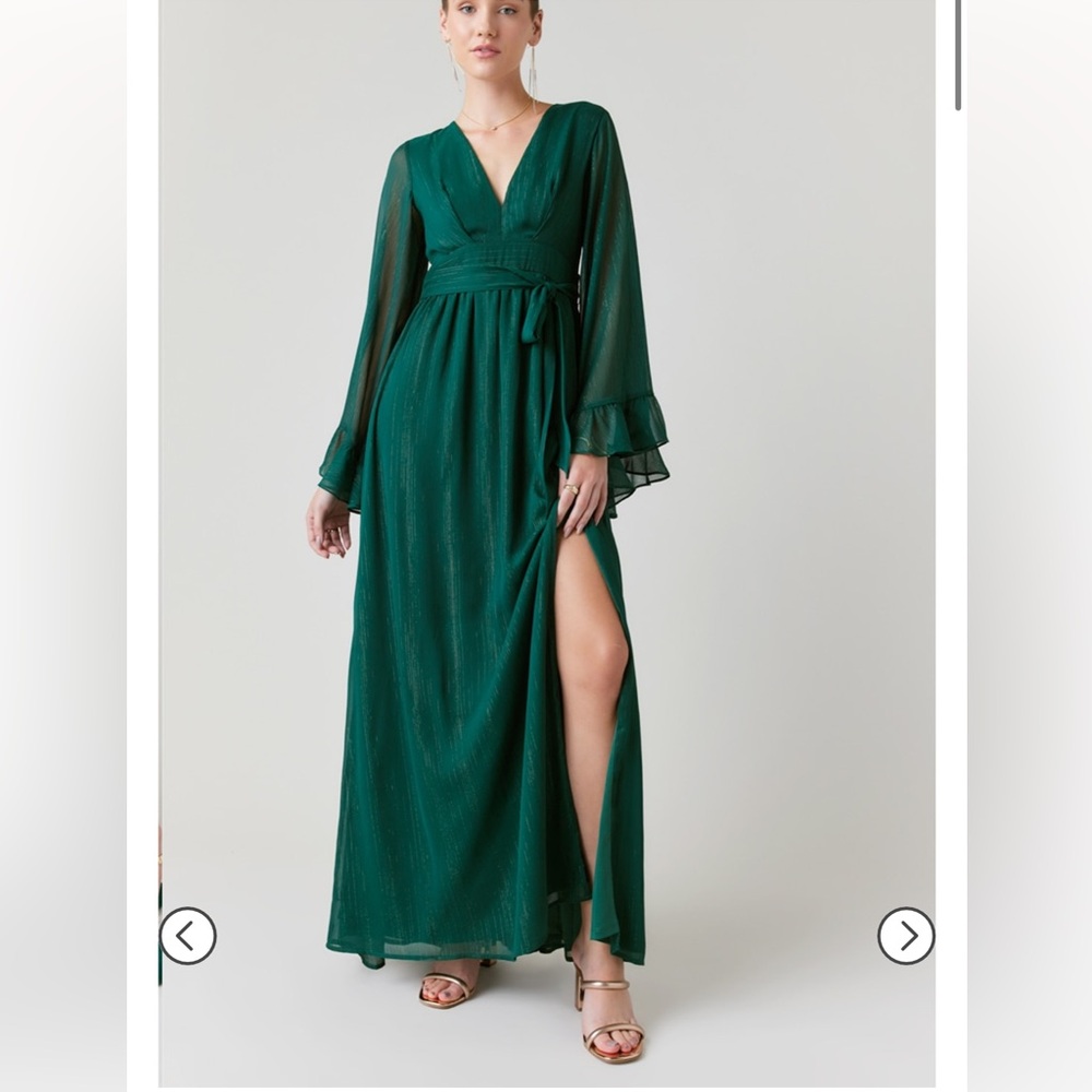francesca's long sleeve green maxi dress